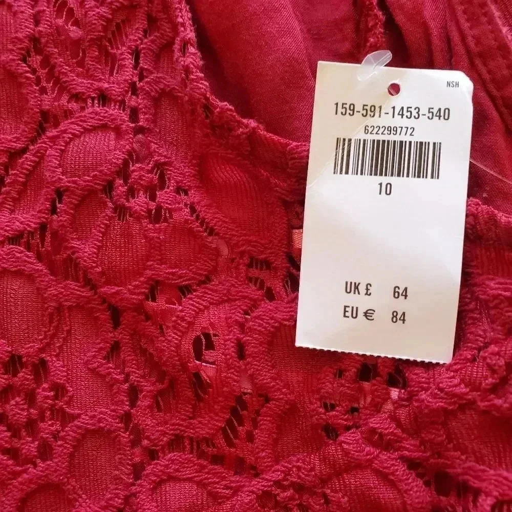 Abercrombie & Fitch Red Lace Mini Dress Size 10 - Picture 5 of 5